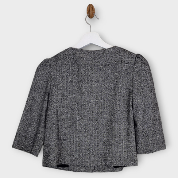 Banana Republic Blazer Women's XS Gray Tweed 3/4 Sleeve Office Corpcore Jacket - Picture 6 of 9